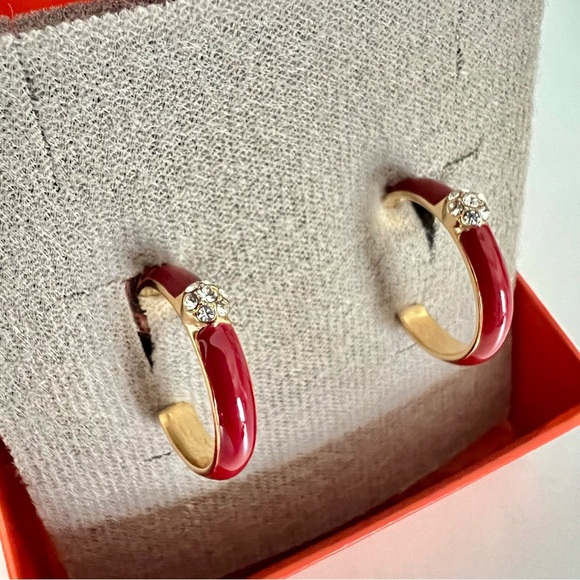 NIB Yanbal Hoop Earrings Argollas Brillo Terra - red enamel - Picture 7 of 12